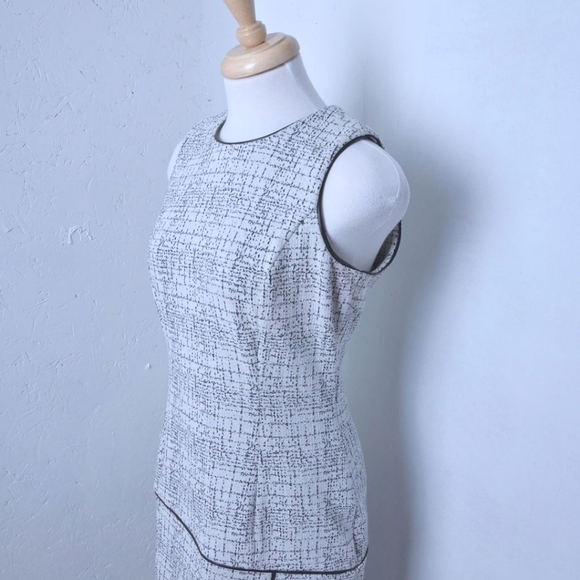 DKNY | Off white and black speckled pattern sleevless office dress - Picture 3 of 10